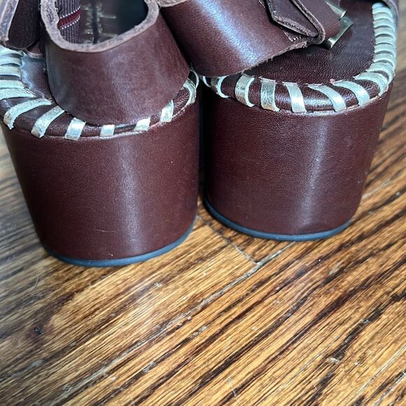 Free People Brown and Gold Leather Sedona Platform Sandals - Picture 8 of 9